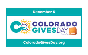 (Image description: The Colorado Gives Day logo is pictured inside a blue framed rectangle that has the Date December 5 on the top and ColoradoGivesDay.org on the bottom.)