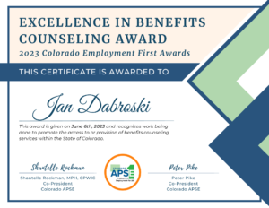 Jan Benefits Counseling Award Certification